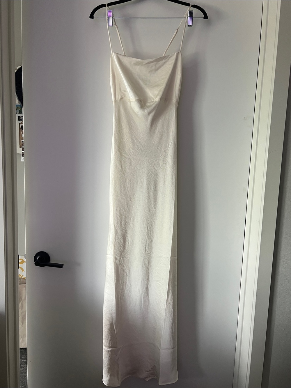 Ivory satin maxi dress